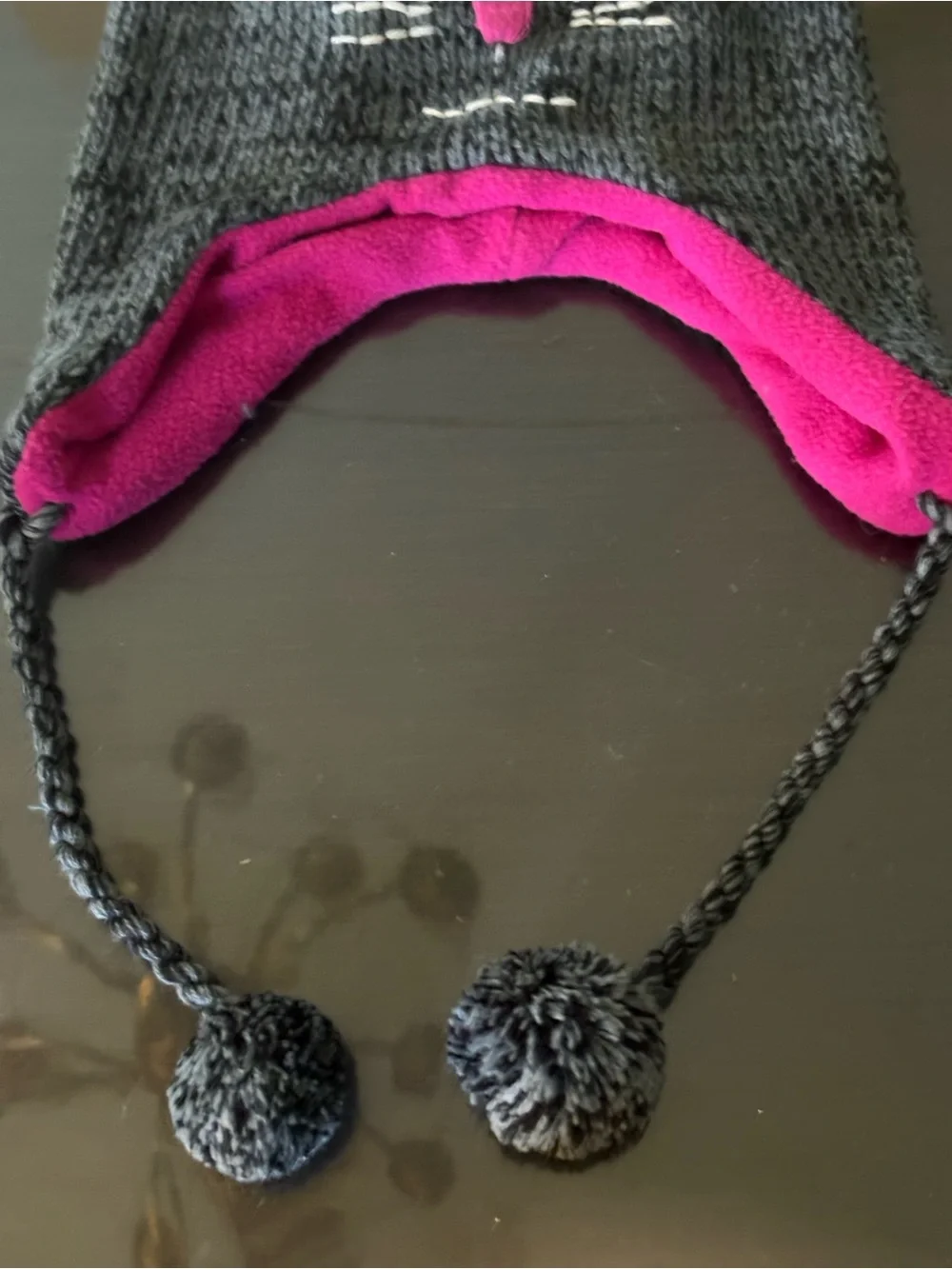 Arizona Jean Company Kids Gray Knit Cat Ear Hat with Pink Lining